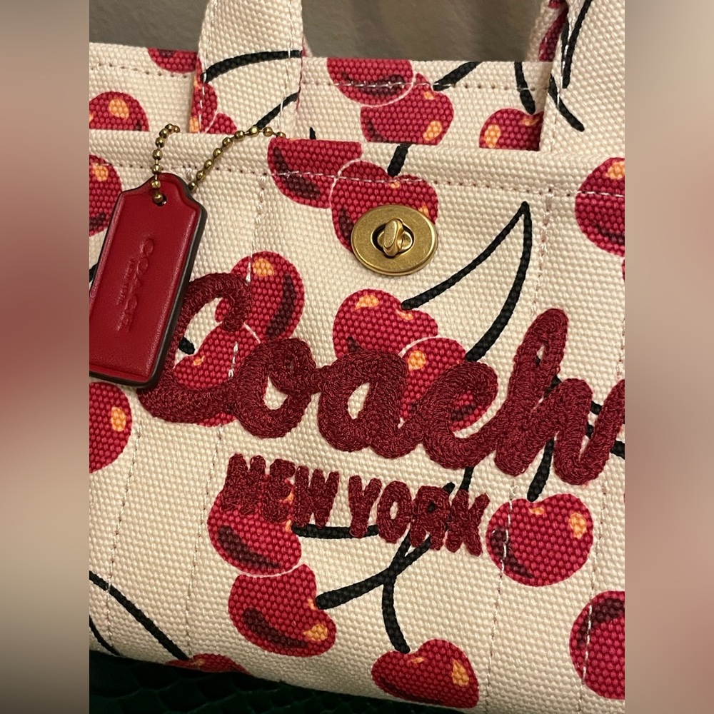 Coach Cargo Cherry Print Canvas Tote Bag NWT - Picture 12 of 13